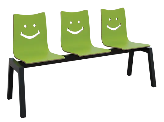 SMILE 3, dřevěná lavice do čekárny, 3-sedák, zelená, kostra černá